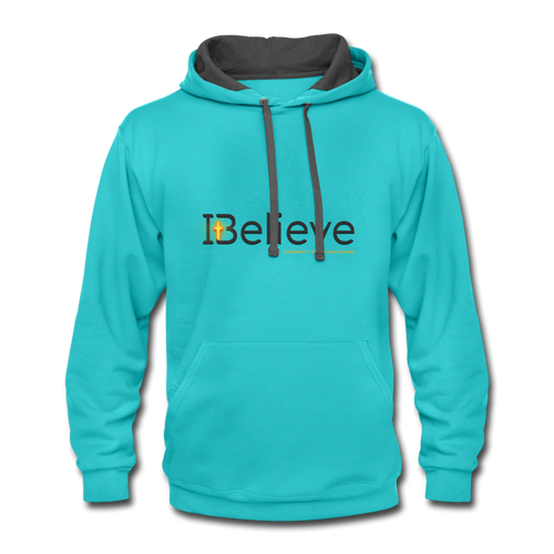 Unisex iBelieve Contrast Hoodie - scuba blue/asphalt
