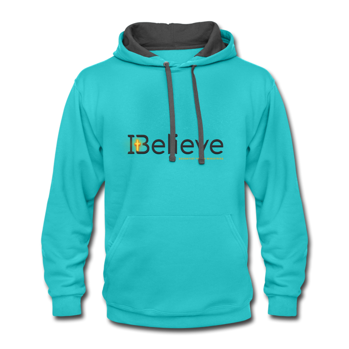 Unisex iBelieve Contrast Hoodie - scuba blue/asphalt