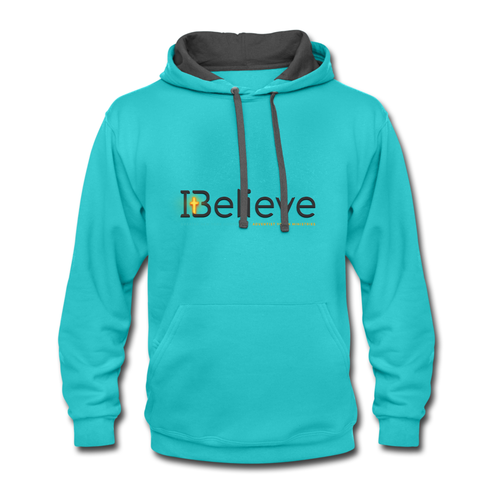 Unisex iBelieve Contrast Hoodie - scuba blue/asphalt