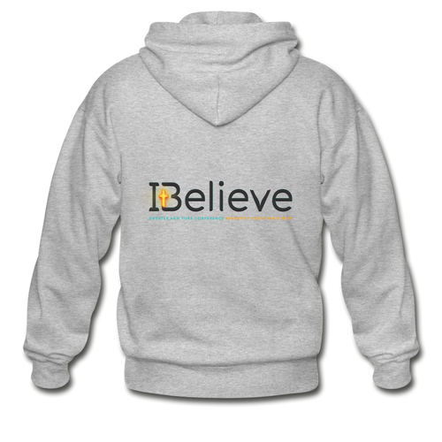 iBelieve Adult Front Zip Hoodie - heather gray