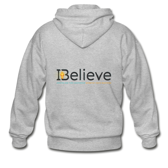 iBelieve Adult Front Zip Hoodie - heather gray