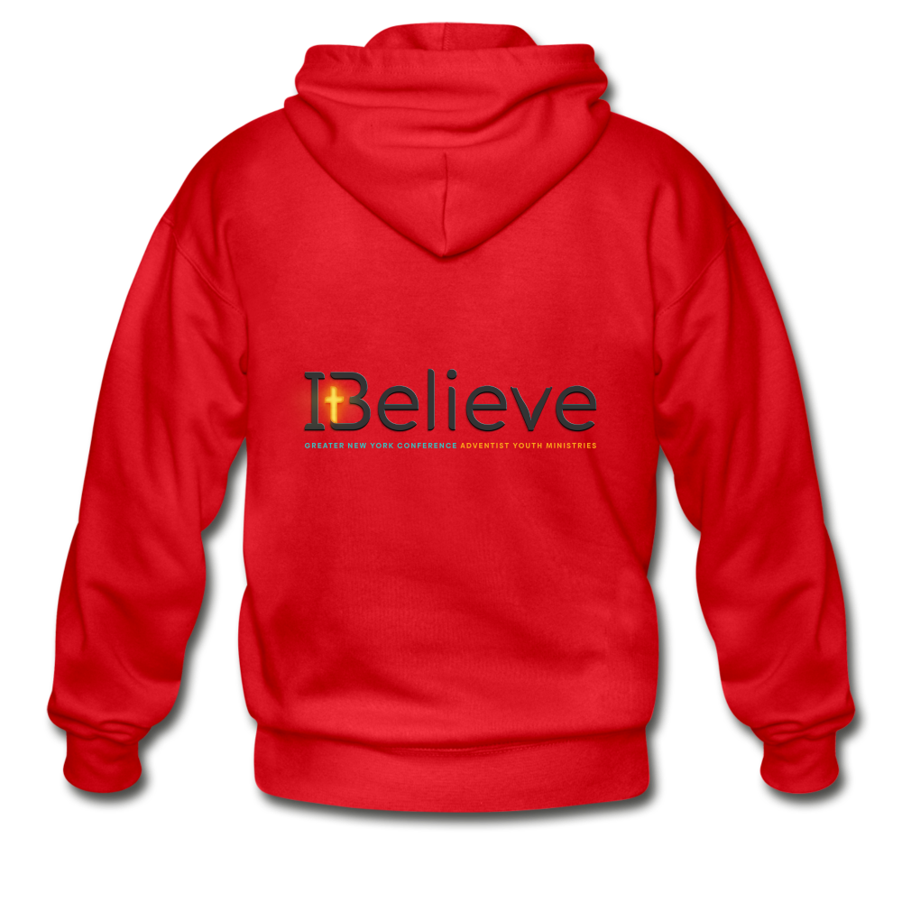 iBelieve Adult Front Zip Hoodie - red