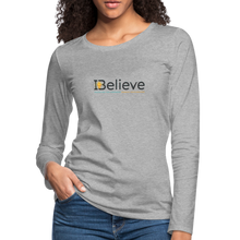 Load image into Gallery viewer, Women&#39;s iBelieve Long Sleeve T-Shirt - heather gray
