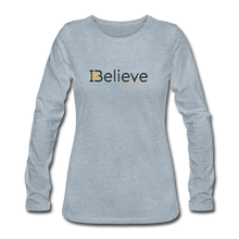 Load image into Gallery viewer, Women&#39;s iBelieve Long Sleeve T-Shirt - heather ice blue
