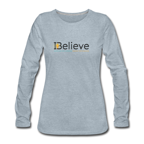 Women's iBelieve Long Sleeve T-Shirt - heather ice blue