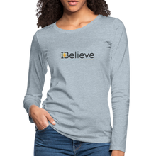 Load image into Gallery viewer, Women&#39;s iBelieve Long Sleeve T-Shirt - heather ice blue

