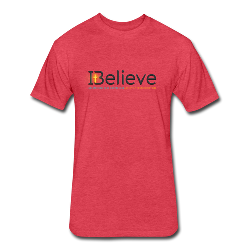 Fitted Cotton Blend iBelieve T-Shirt - heather red