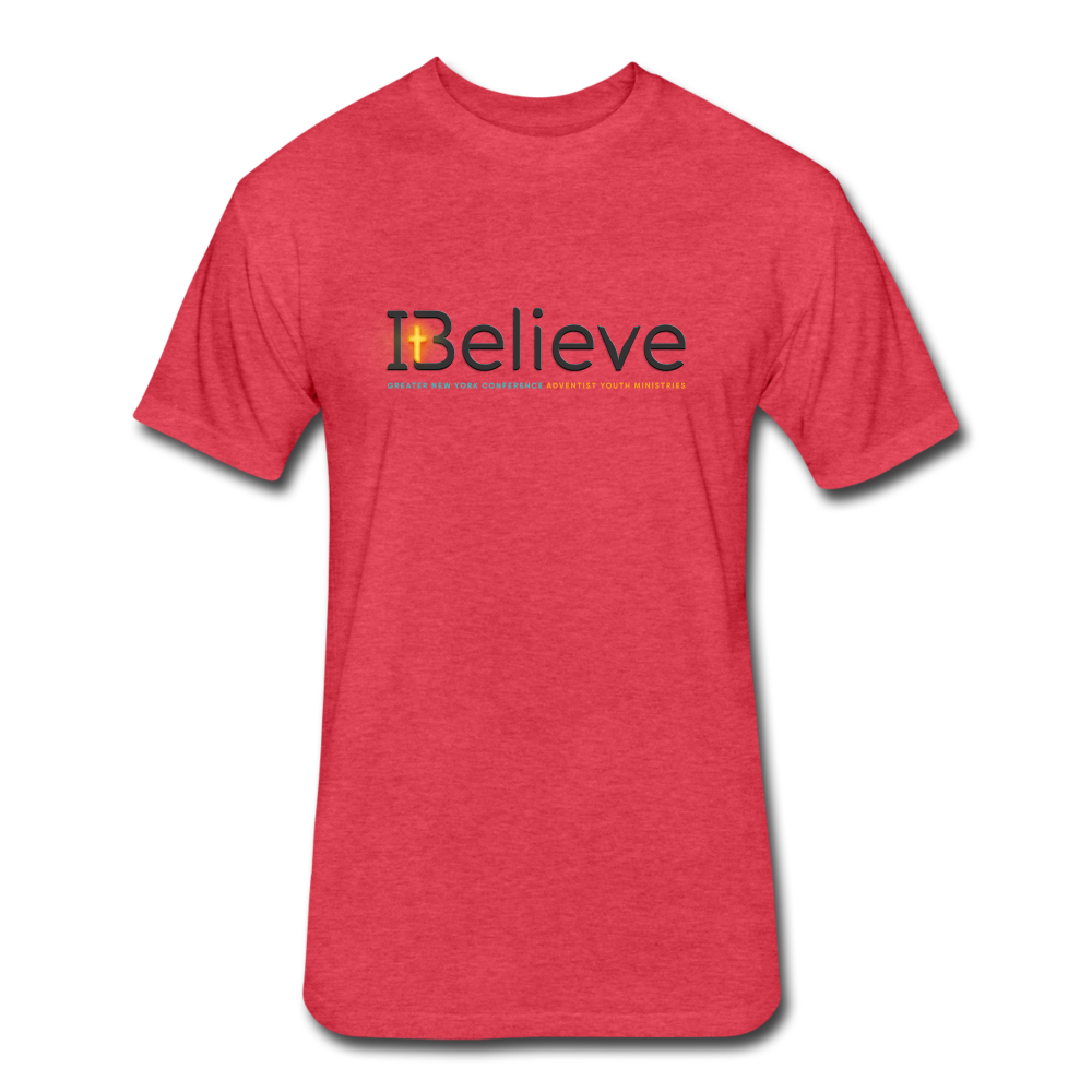 Fitted Cotton Blend iBelieve T-Shirt - heather red