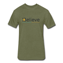 Load image into Gallery viewer, Fitted Cotton Blend iBelieve T-Shirt - heather military green
