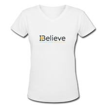 Load image into Gallery viewer, Women&#39;s iBelieve V-Neck T-Shirt - white
