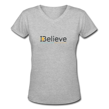 Load image into Gallery viewer, Women&#39;s iBelieve V-Neck T-Shirt - gray
