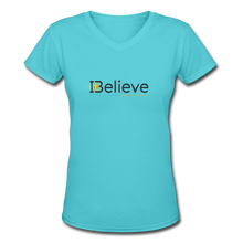 Load image into Gallery viewer, Women&#39;s iBelieve V-Neck T-Shirt - aqua
